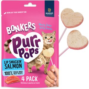 BONKERS Purrpops Salmon Flavored Freeze-Dried Cat Treats, 4 count