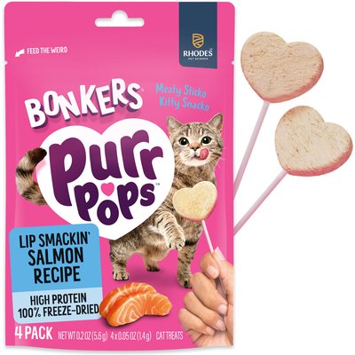 BONKERS BONKERS Purrpops Salmon Flavored Freeze-Dried Cat Treats, 52 count bundle