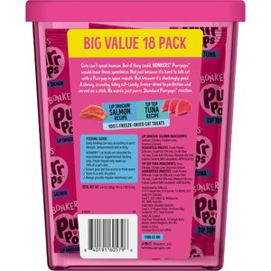 BONKERS Purrpops Tuna & Salmon Flavored Freeze-Dried Cat Treats, 18 count