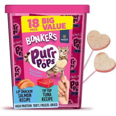 BONKERS BONKERS Purrpops Tuna & Salmon Flavored Freeze-Dried Cat Treats, 18 count