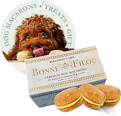 Bonne et Filou Handmade Birthday Cake Human-Grade Macaron Dog Treats, 3 count slide 1 of 8