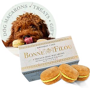 Bonne et Filou Handmade Birthday Cake Human-Grade Macaron Dog Treats, 3 count