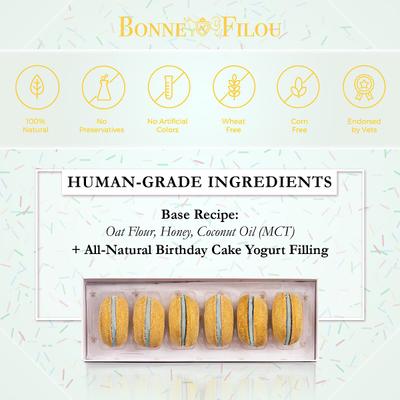 Show full view: Bonne et Filou Handmade Birthday Cake Human-Grade Macaron Dog Treats, 6 count slide 5 of 11