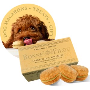 Bonne et Filou Handmade Cheese Human-Grade Macaron Dog Treats, 3 count
