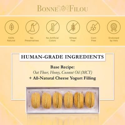 Show full view: Bonne et Filou Handmade Cheese Human-Grade Macaron Dog Treats, 3 count slide 5 of 10