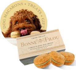 Bonne et Filou Handmade Creme Brulee Human-Grade Macaron Dog Treats, 3 count