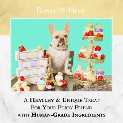 Show full view: Bonne et Filou Handmade Creme Brulee Human-Grade Macaron Dog Treats, 3 count slide 6 of 10
