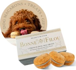 Bonne et Filou Handmade Peanut Butter Human-Grade Macaron Dog Treats, 3 count