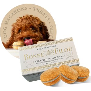 Bonne et Filou Handmade Peanut Butter Human-Grade Macaron Dog Treats, 3 count