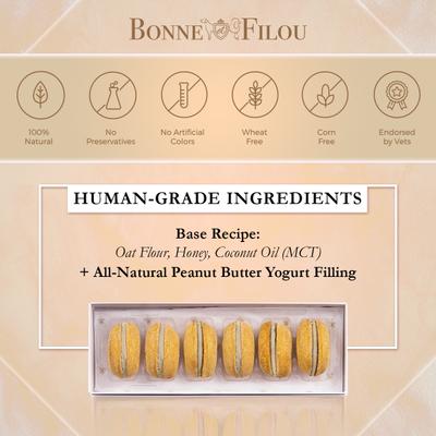 Show full view: Bonne et Filou Handmade Peanut Butter Human-Grade Macaron Dog Treats, 3 count slide 5 of 10