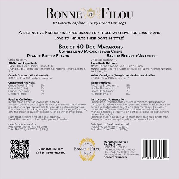 Bonne et Filou Handmade Cheese Human-Grade Macaron Dog Treats