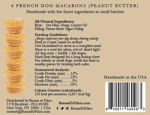 Show full view: Bonne et Filou Handmade Peanut Butter Human-Grade Macaron Dog Treats, 6 count slide 10 of 11