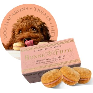 Bonne et Filou Handmade Pumpkin Human-Grade Macaron Dog Treats, 3 count