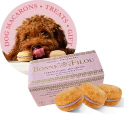 Bonne et Filou Handmade Strawberry Human-Grade Macaron Dog Treats, 3 count