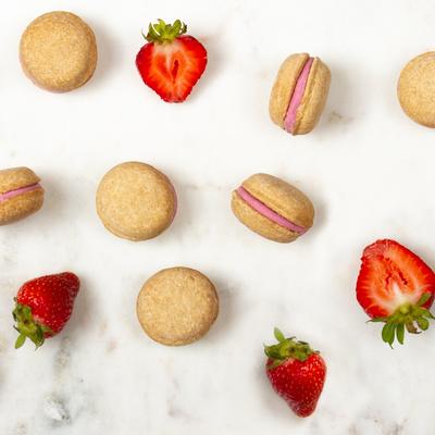 Show full view: Bonne et Filou Handmade Strawberry Human-Grade Macaron Dog Treats, 3 count slide 9 of 12