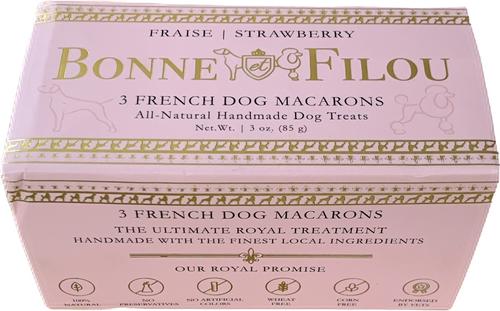 Show full view: Bonne et Filou Handmade Strawberry Human-Grade Macaron Dog Treats, 3 count slide 8 of 12