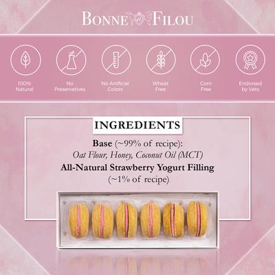 Show full view: Bonne et Filou Handmade Strawberry Human-Grade Macaron Dog Treats, 6 count slide 5 of 13