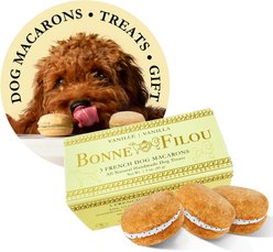 Bonne et Filou Handmade Vanilla Human-Grade Macaron Dog Treats, 3 count