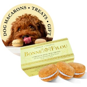 Bonne et Filou Handmade Vanilla Human-Grade Macaron Dog Treats, 3 count