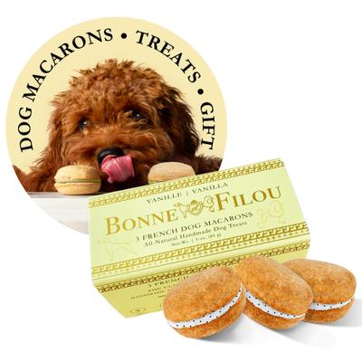 Show full view: Bonne et Filou Handmade Vanilla Human-Grade Macaron Dog Treats, 3 count slide 1 of 10