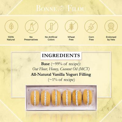 Show full view: Bonne et Filou Handmade Vanilla Human-Grade Macaron Dog Treats, 6 count slide 5 of 11
