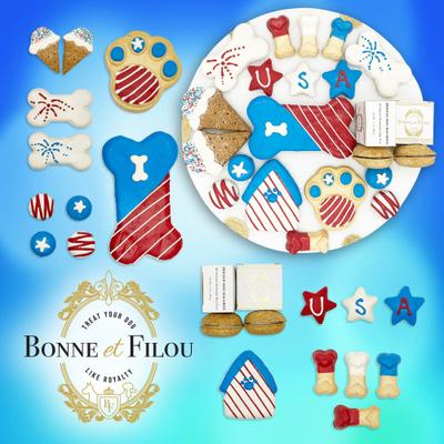 Show full view: Bonne et Filou Human-Grade Red, White, & Blue Dog Treats Gift Box, 21 count slide 6 of 9