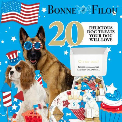 Show full view: Bonne et Filou Human-Grade Red, White, & Blue Dog Treats Gift Box, 21 count slide 7 of 9