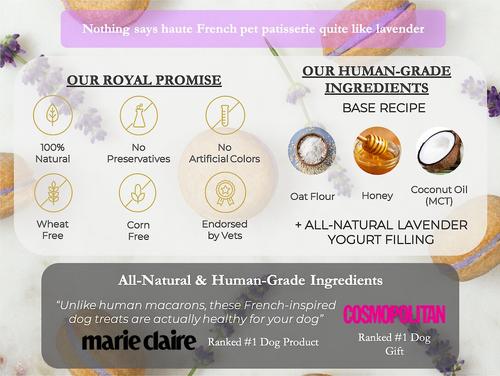 Show full view: Bonne et Filou Lavender All-Natural Handmade Macaron Dog Treats, 6 count slide 6 of 13