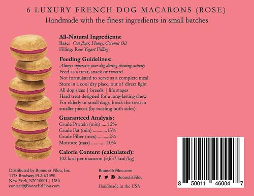 Show full view: Bonne et Filou Luxury French Macarons Rose Flavor Dog Treats, 6 count slide 9 of 10