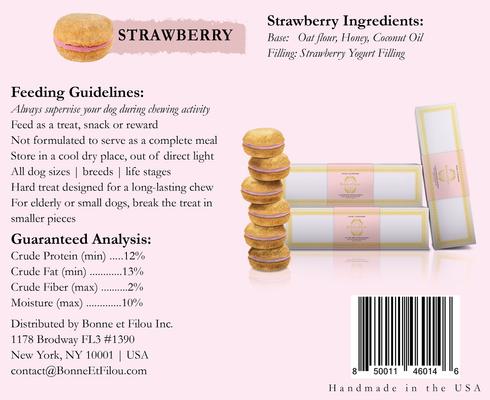 Show full view: Bonne et Filou Luxury French Macarons Strawberry Flavor Dog Treats, 18 count slide 10 of 10