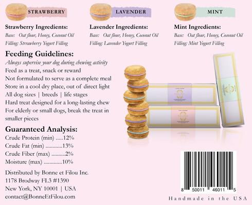 Show full view: Bonne et Filou Luxury French Macarons Strawberry, Lavender & Mint Variety Pack Dog Treats, 18 count slide 10 of 11