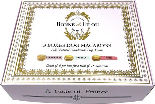Show full view: Bonne et Filou Luxury French Macarons Strawberry, Rose & Vanilla Variety Pack Dog Treats, 18 count slide 3 of 10