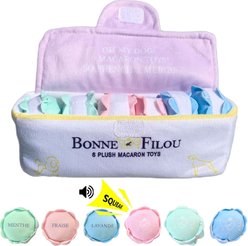 Bonne et Filou Macaron Plush Squeaky Dog Toy, 6 count
