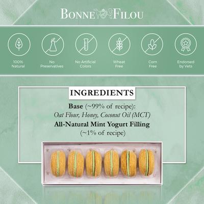 Show full view: Bonne et Filou Mint All-Natural Handmade Macaron Dog Treats, 6 count slide 5 of 13