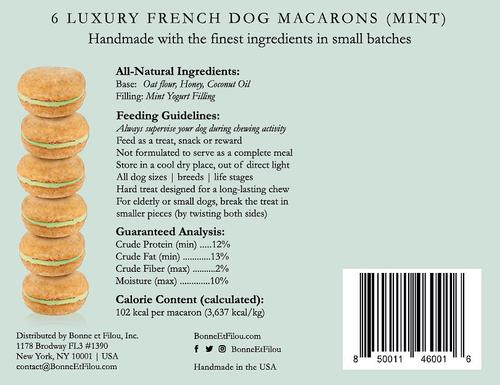 Show full view: Bonne et Filou Mint All-Natural Handmade Macaron Dog Treats, 6 count slide 10 of 13