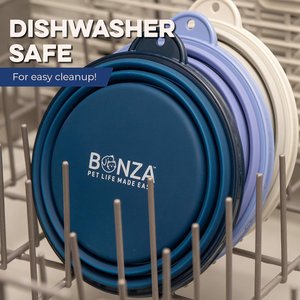 Bonza Collapsible Silicone Dog Bowl, Black, Medium, 1 count