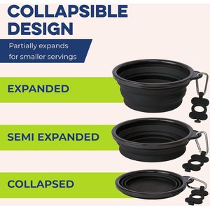 Bonza Collapsible Silicone Dog Bowl, Black, Medium, 1 count