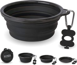 Bonza Collapsible Silicone Dog Bowl, Black, X-Large, 1 count