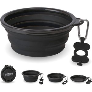 Bonza Collapsible Silicone Dog Bowl, Black, X-Large, 1 count
