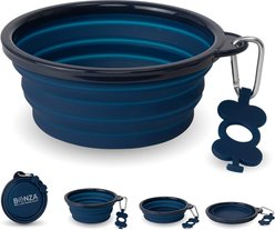 Bonza Collapsible Silicone Dog Bowl, Blue, Large, 1 count
