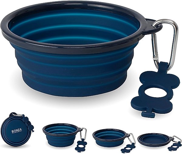 Show full view: Bonza Collapsible Silicone Dog Bowl, Blue, Medium, 1 count slide 1 of 10