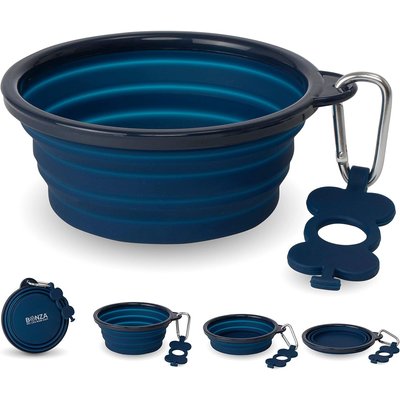 Bonza Bonza Collapsible Silicone Dog Bowl, Blue, Medium, 1 count