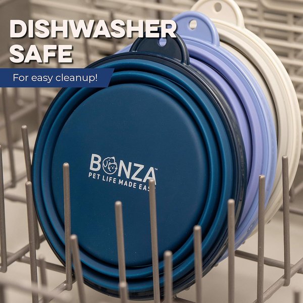 Show full view: Bonza Collapsible Silicone Dog Bowl, Blue, Medium, 1 count slide 7 of 10