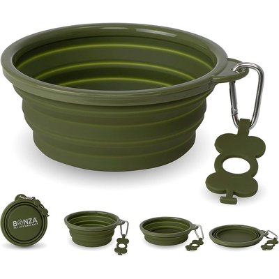Bonza Bonza Collapsible Silicone Dog Bowl, Green, X-Large, 1 count