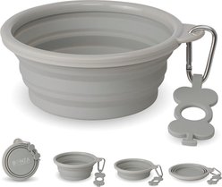 Bonza Collapsible Silicone Dog Bowl, Light Grey, Large, 1 count