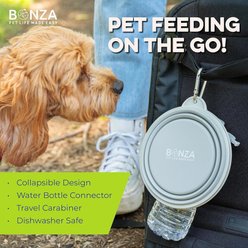 Bonza Collapsible Silicone Dog Bowl, Light Grey, Large, 1 count slide 2 of 8