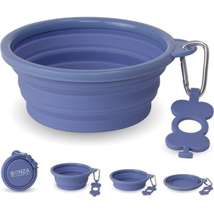 Bonza Collapsible Silicone Dog Bowl, Periwinkle, Medium, 1 count