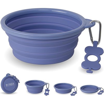 Bonza Bonza Collapsible Silicone Dog Bowl, Periwinkle, X-Large, 1 count