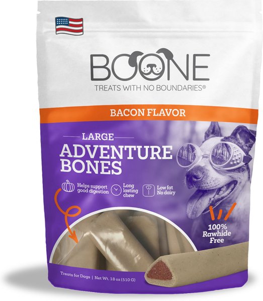 Boone Big Adventure Bones Bacon & Pumpkin Dog Chew Treats, 18-oz bag
