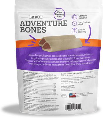Show full view: Boone Big Adventure Bones Bacon & Pumpkin Dog Chew Treats, 18-oz bag slide 3 of 4